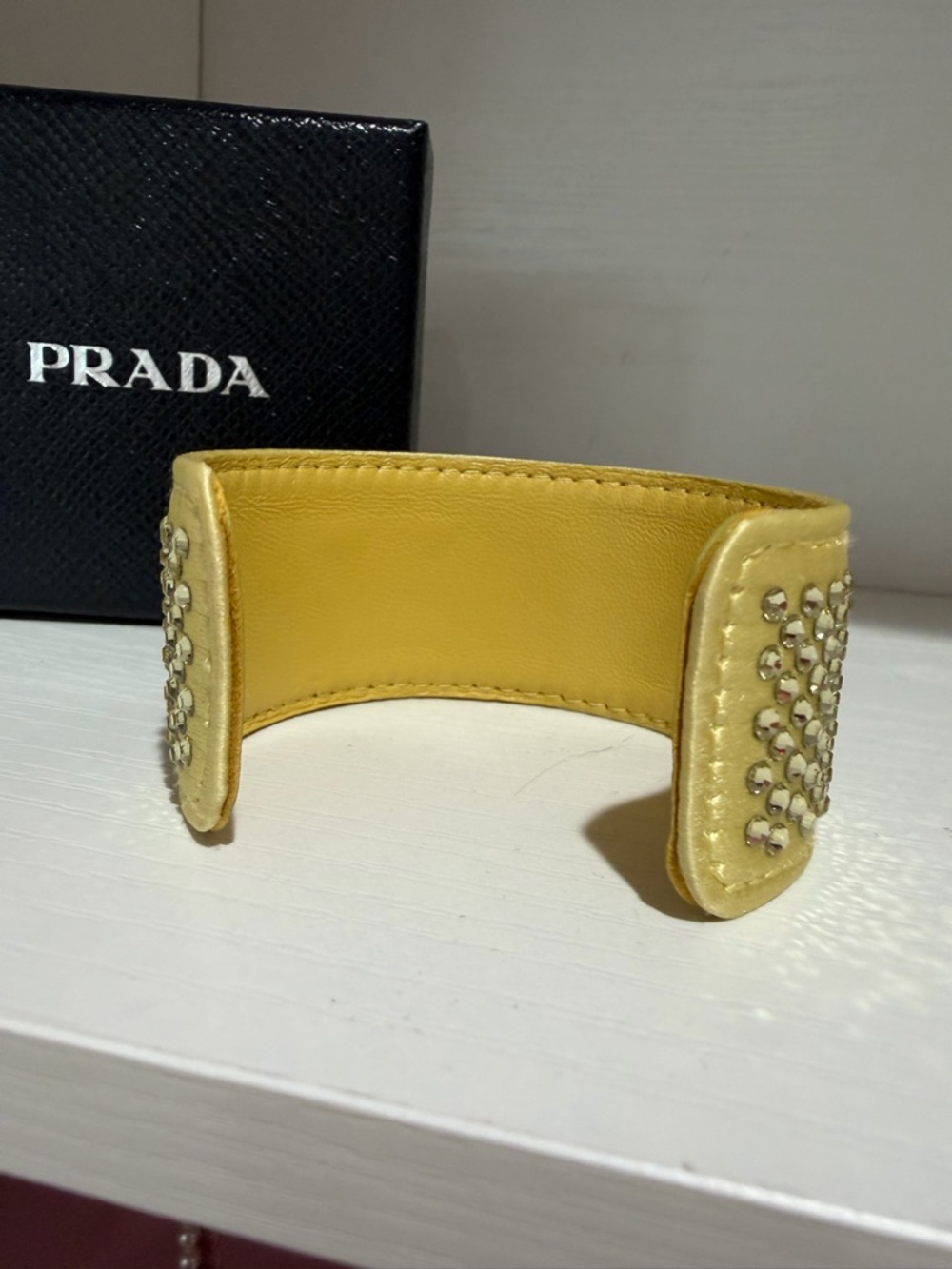💛Prada Yellow Crystal Cuff with Logo Plaque✨ - Picture 6 of 8